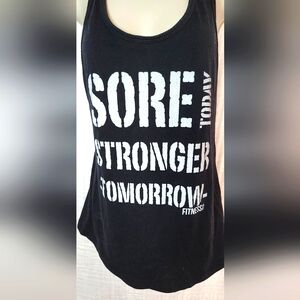 Women's Fitness black racerback tank top Size L - Sore Today Stronger Tomorrow